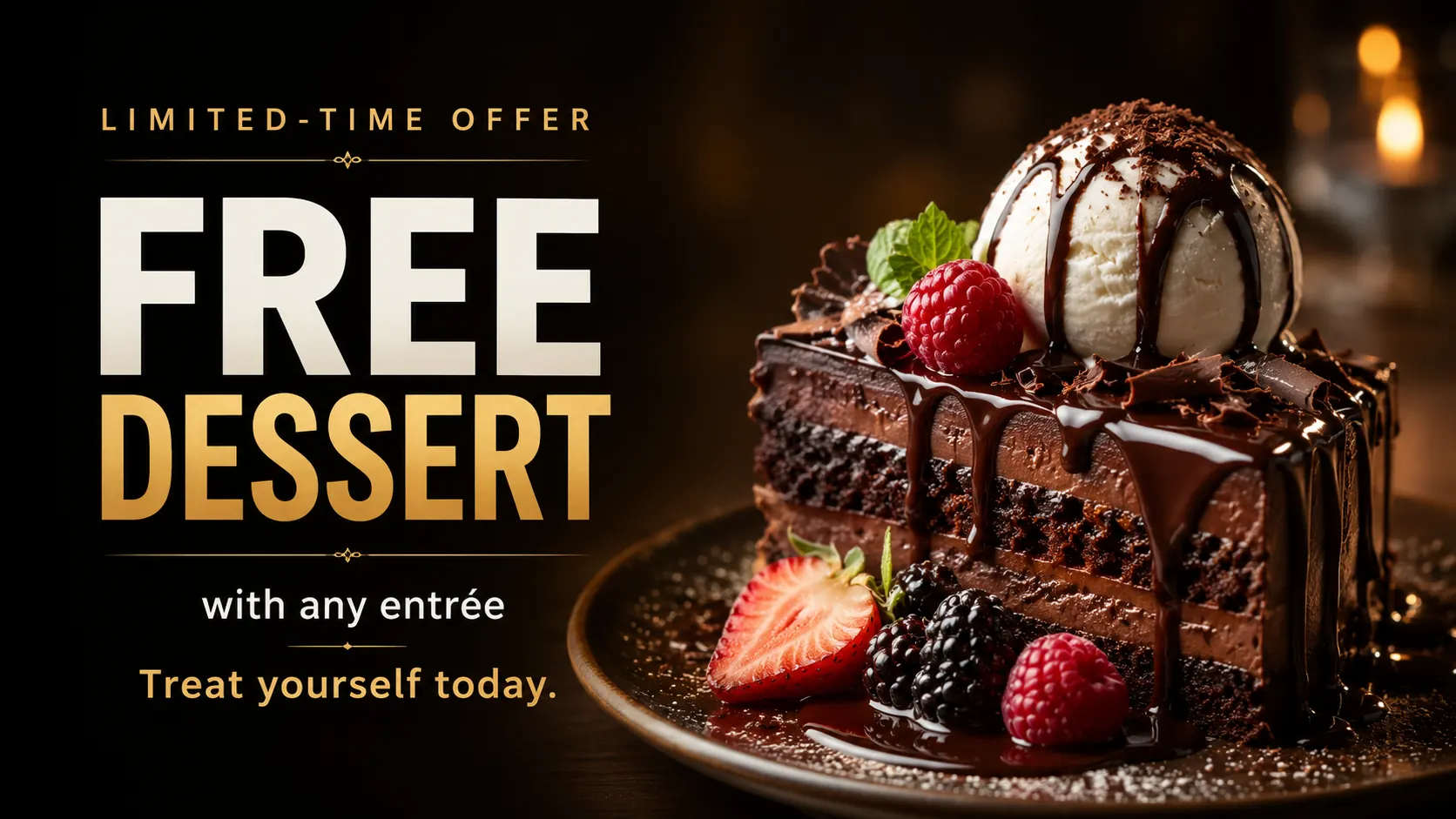 Free dessert with any entree scan-to-unlock promotion